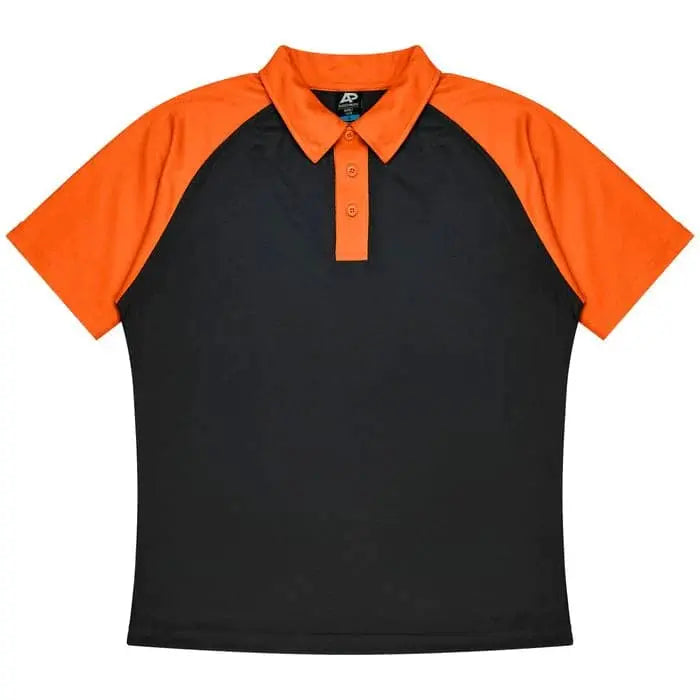 Aussie Pacific Manly Mens Polo 1318  Aussie Pacific BLACK/ELECTRIC ORANGE S